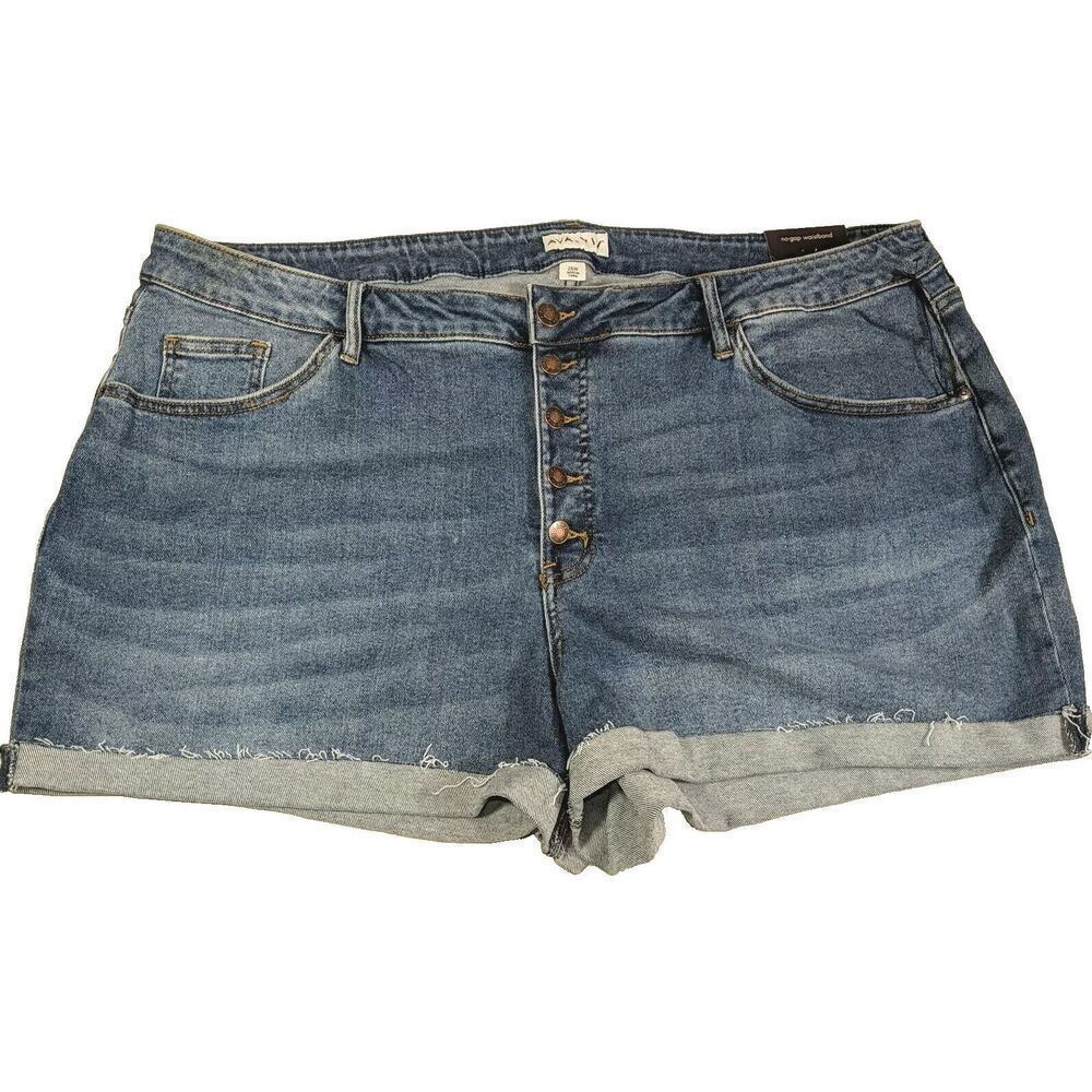 AVA & VIV Women Size 26 Button Fly Mid Rise Cuffed Midi Jean Short